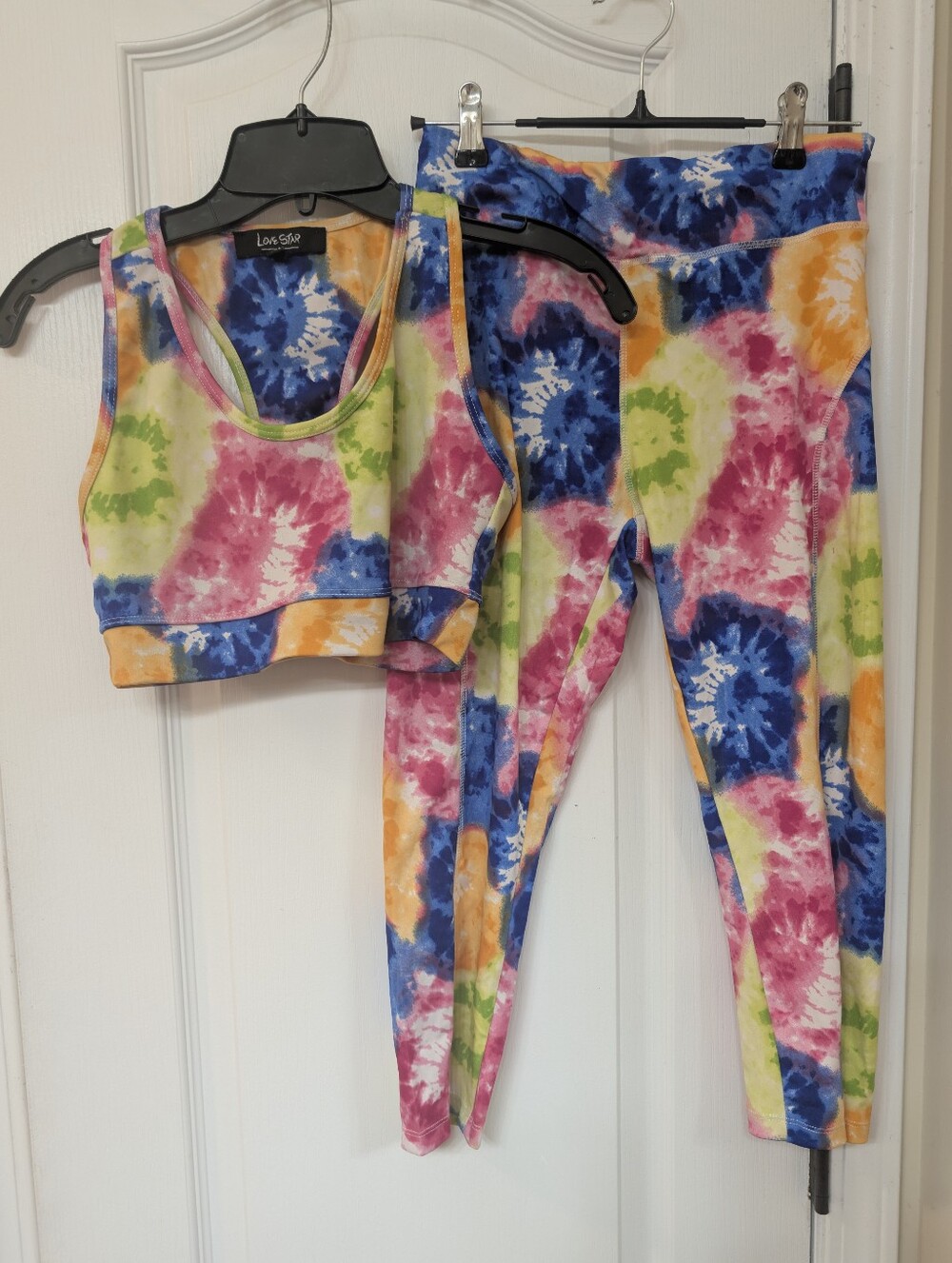 Love Star Multicolor Activewear Set Tie-Dye Leggings And Sport Bra